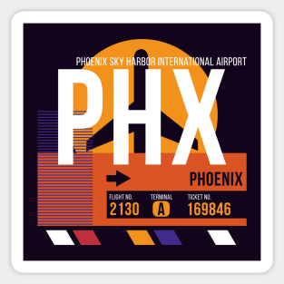 Vintage Phoenix PHX Airport Code Travel Day Retro Air Travel Sticker